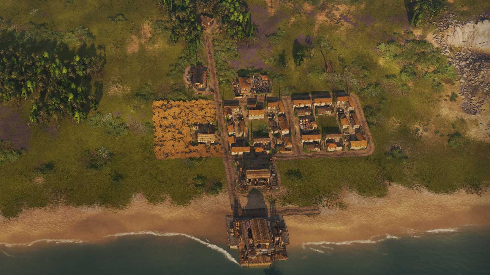 A new town without any income buffs in Anno 117: Pax Romana.