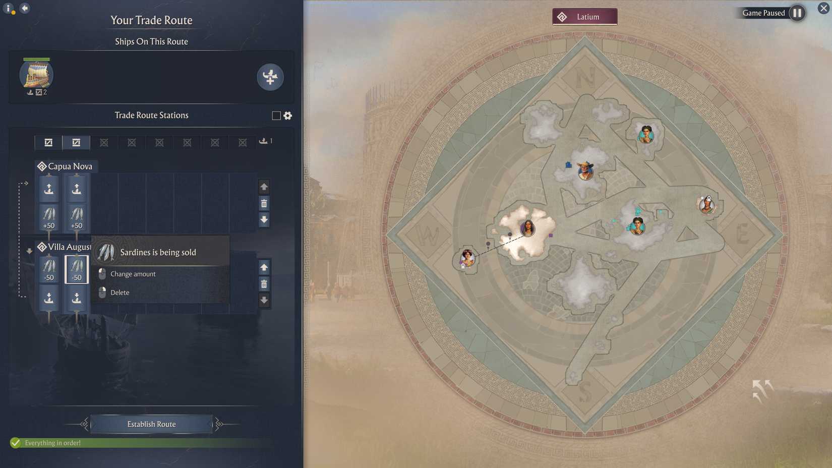 A new trade route is set up in Anno 117: Pax Romana.