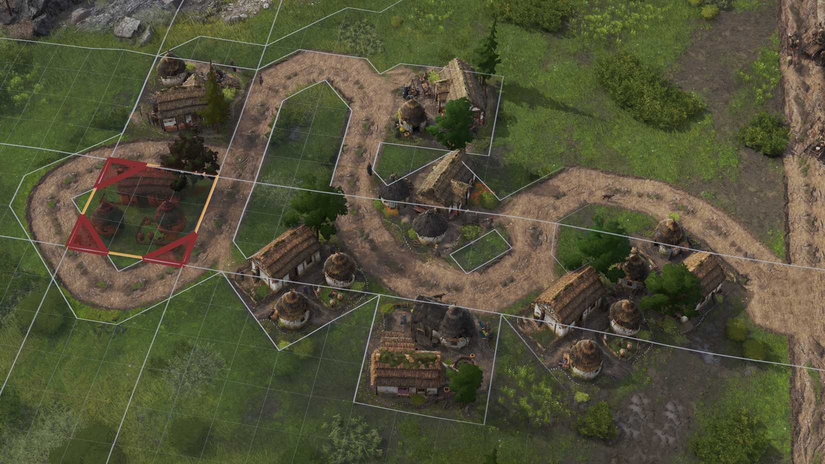 A curvy road in a Celtic village in Anno 117: Pax Romana.