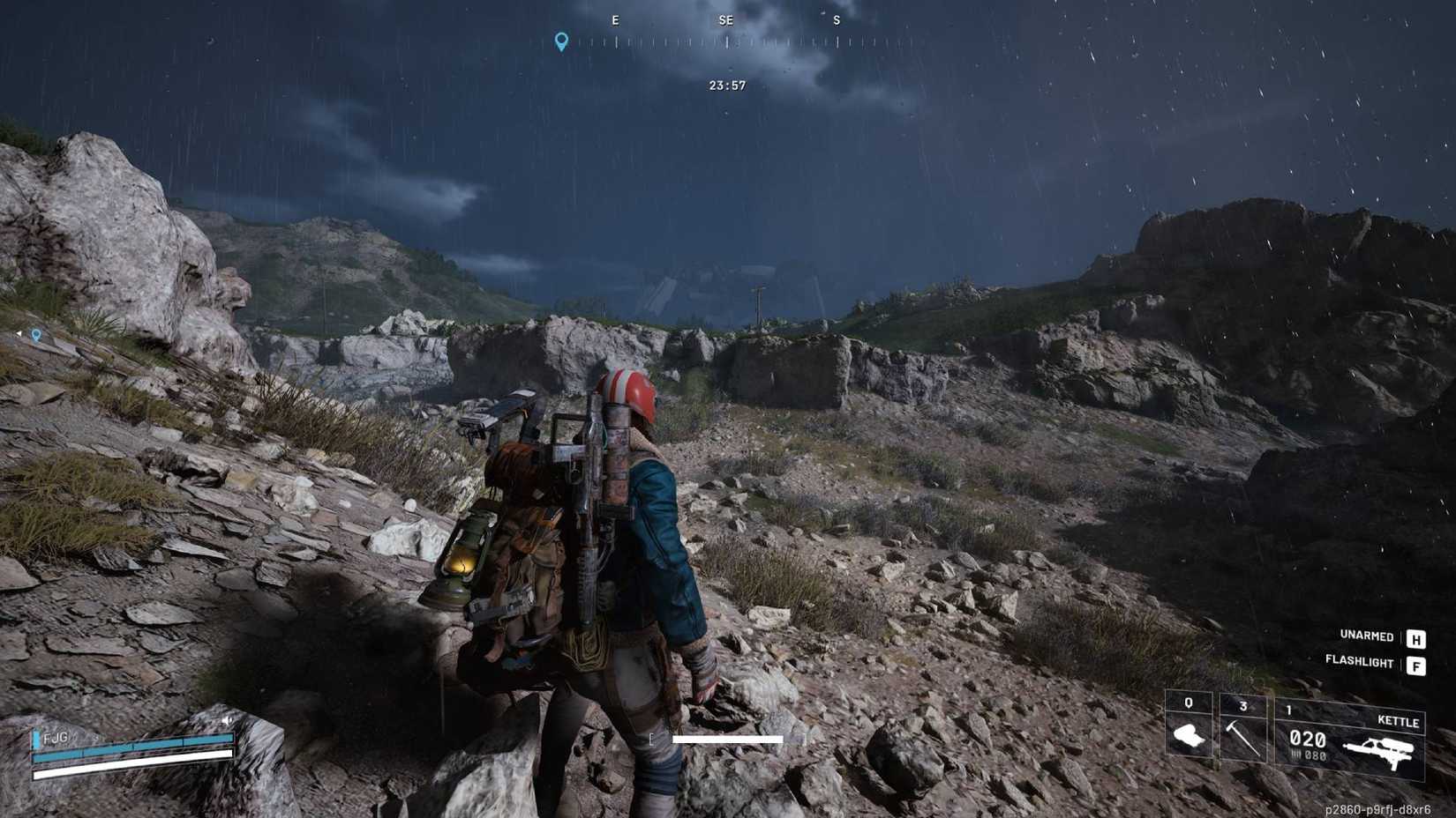 The player in Arc Raiders staring at a King walking past the map in the background of the night sky.