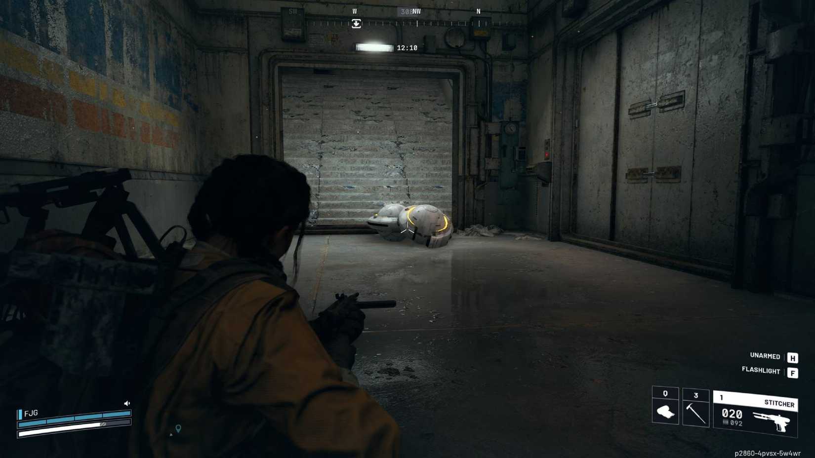 The player in Arc Raiders aiming their gun at two Pops in front of a locked door.