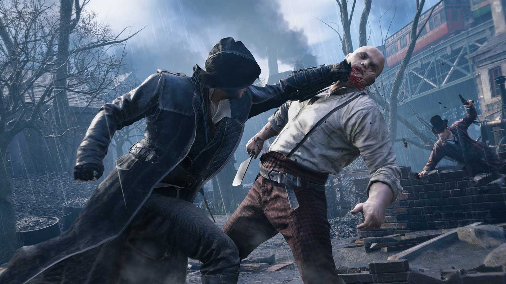 Jacob punches a brute in the face in Assassin's Creed Syndicate