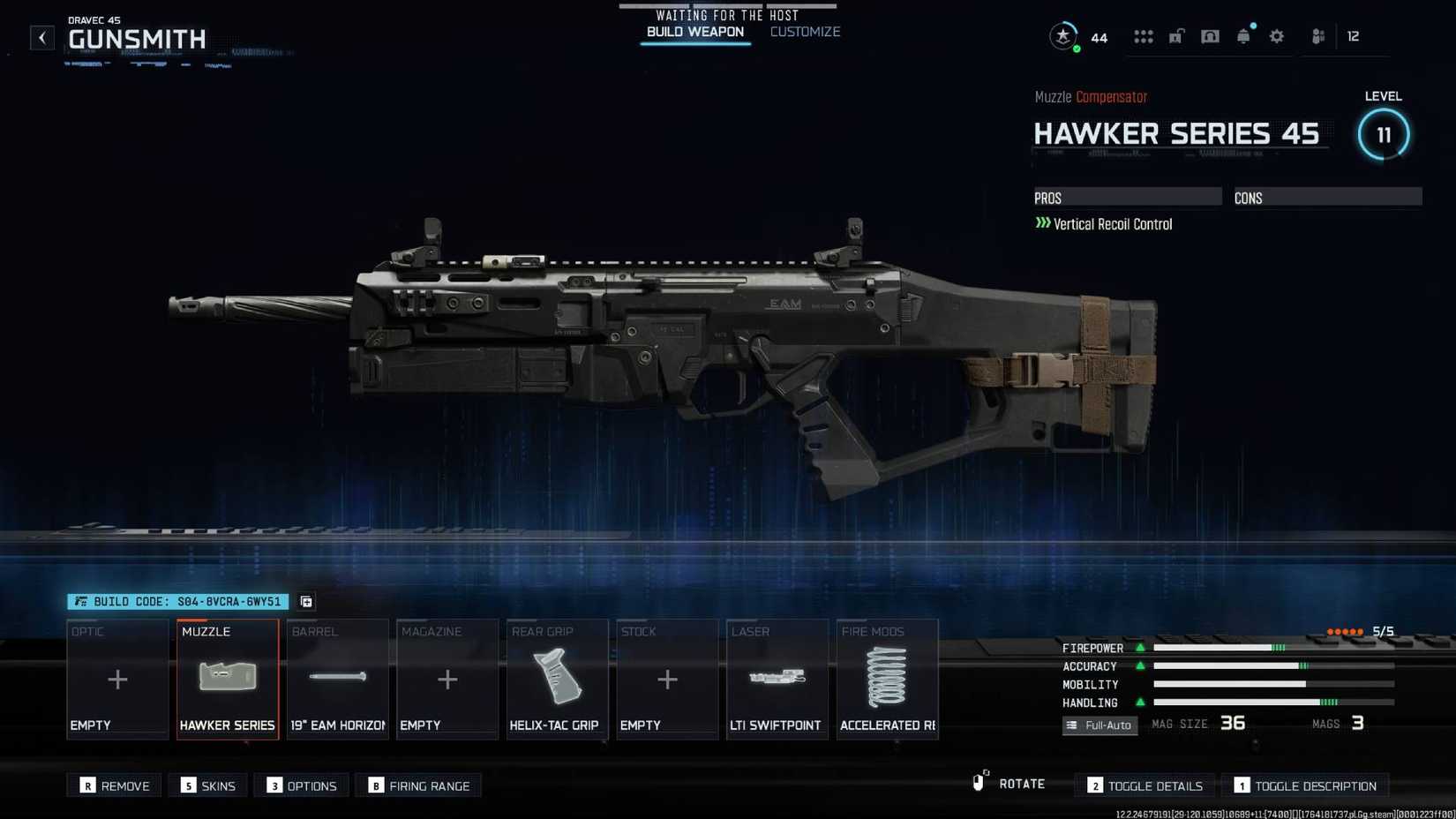 The Dravec 45 in Black Ops 7 with the attachments listed in this guide.