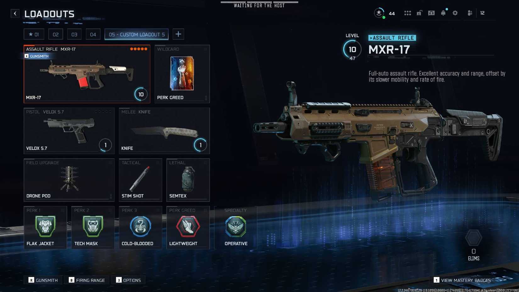 The MXR-17 in Black Ops 7 with the class listed in this guide.