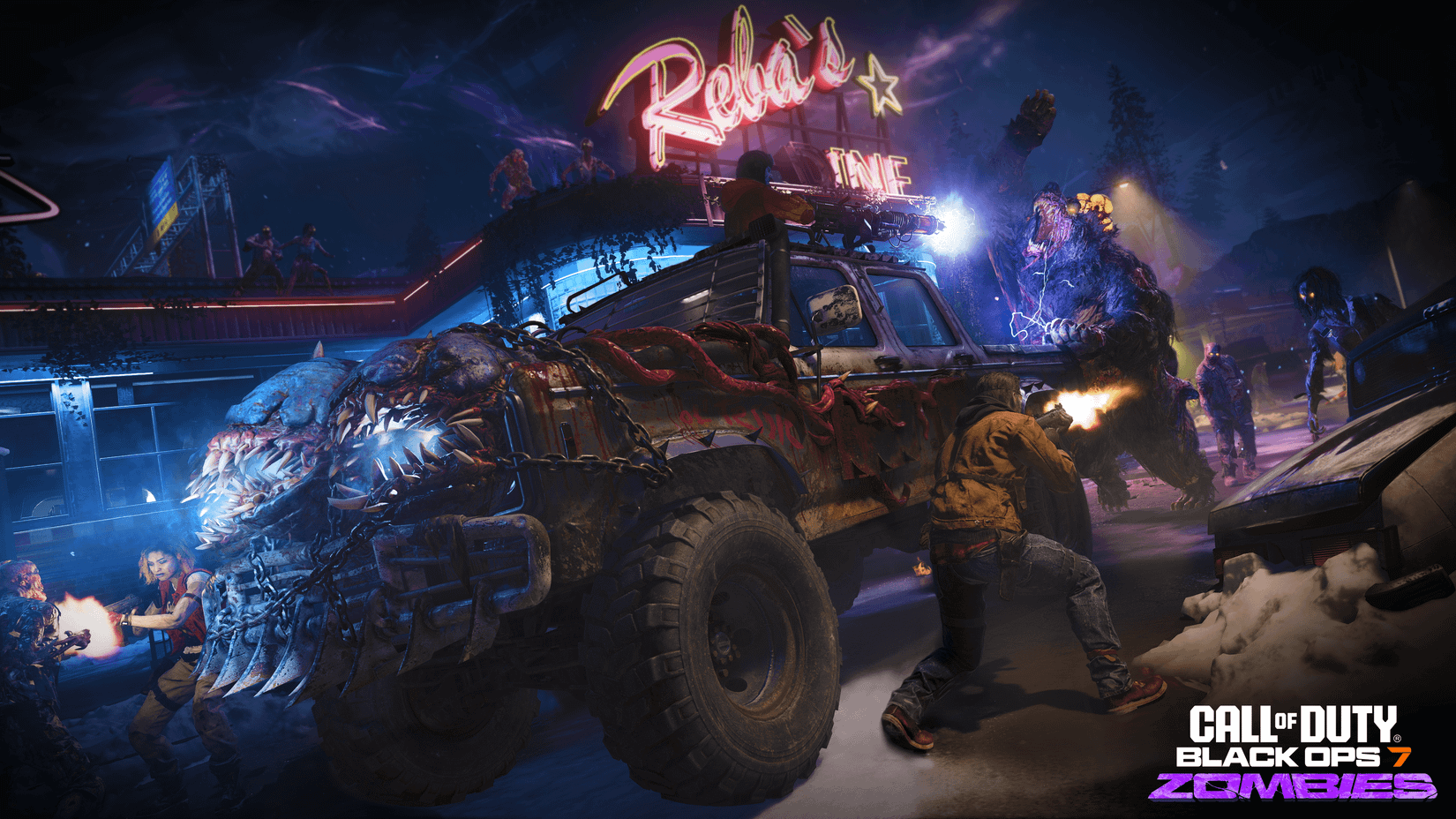 Zombies attack a keep in key art for Black Ops 7 Zombies