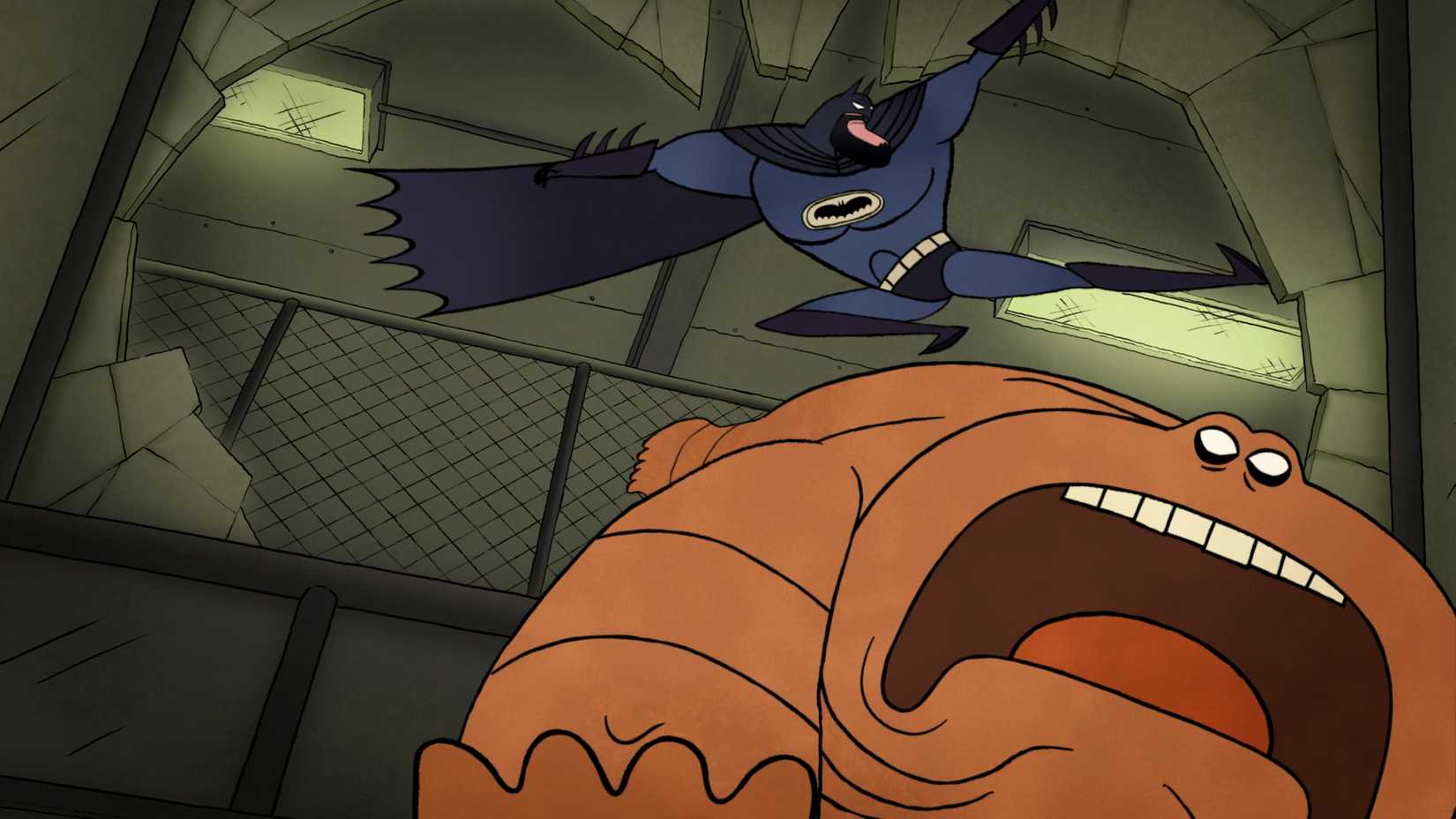 Batman fighting Clayface in BAT‑FAM