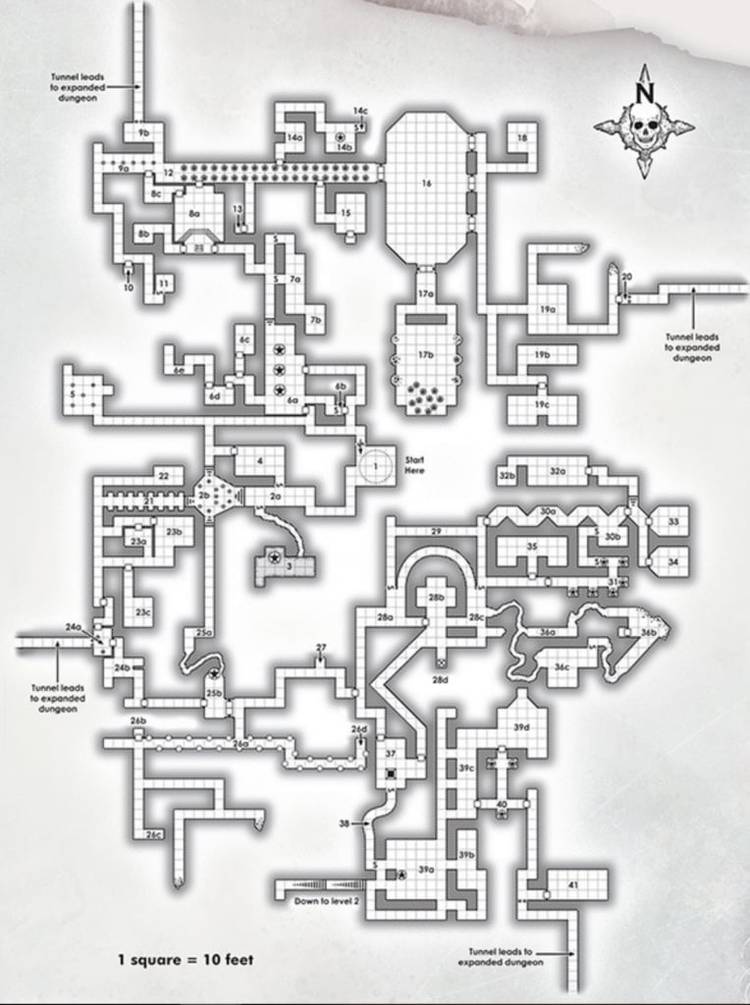 A map of the first level of Undermountain the dungeon level from Dungeon of the Mad Mage