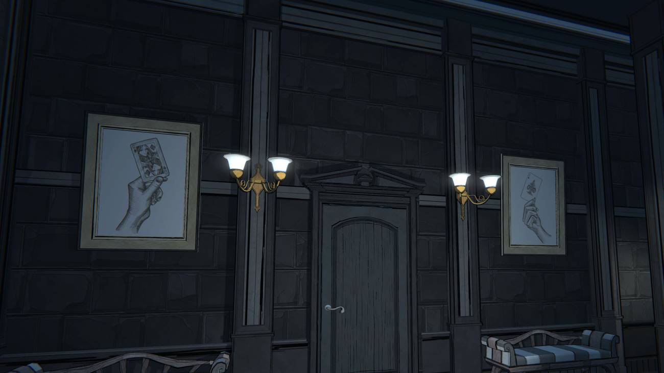 The two paintings in the Entrance Hall in Blue Prince.