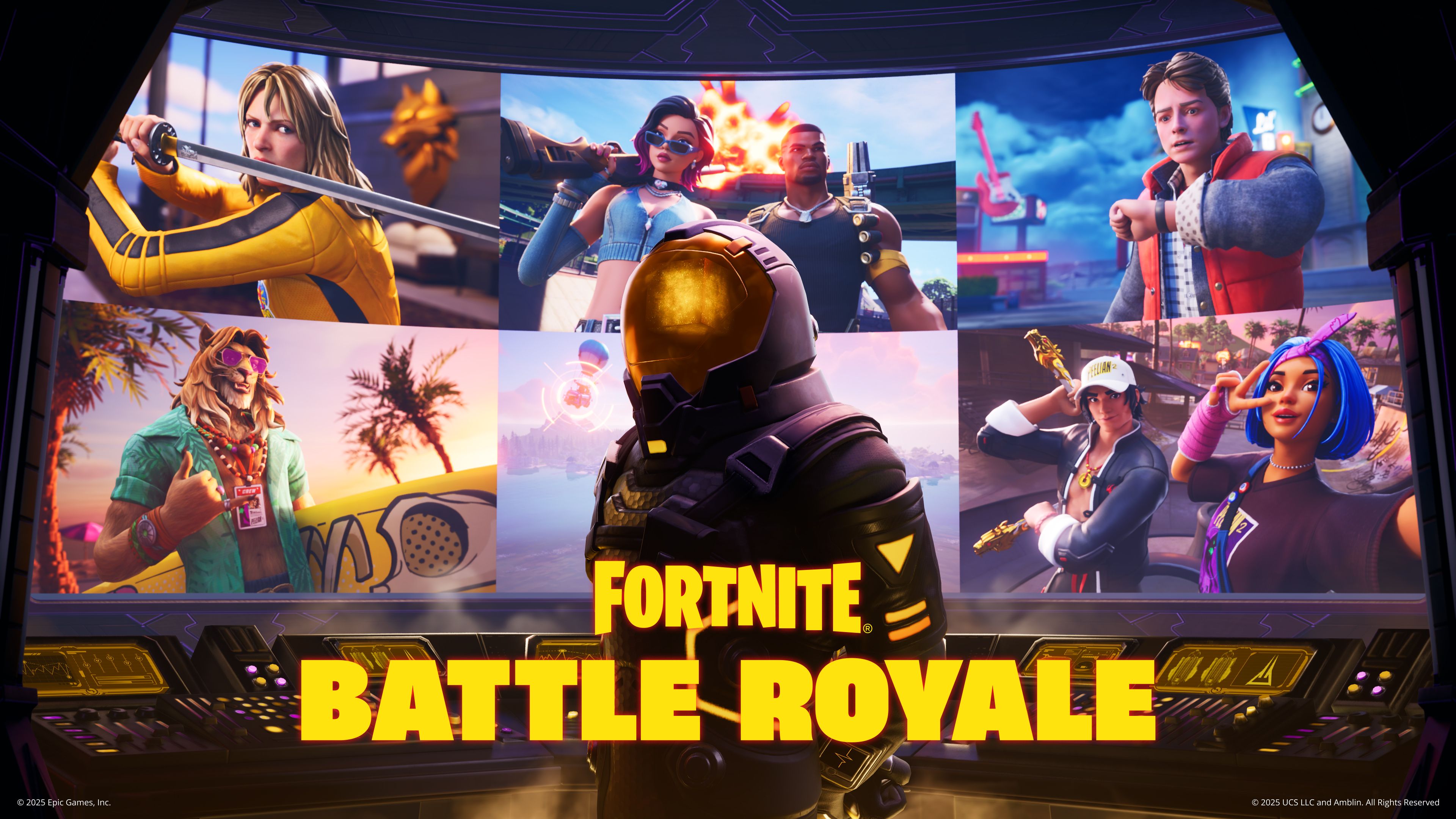 The eight Fortnite Chapter 7 Season 1 battle pass skins.