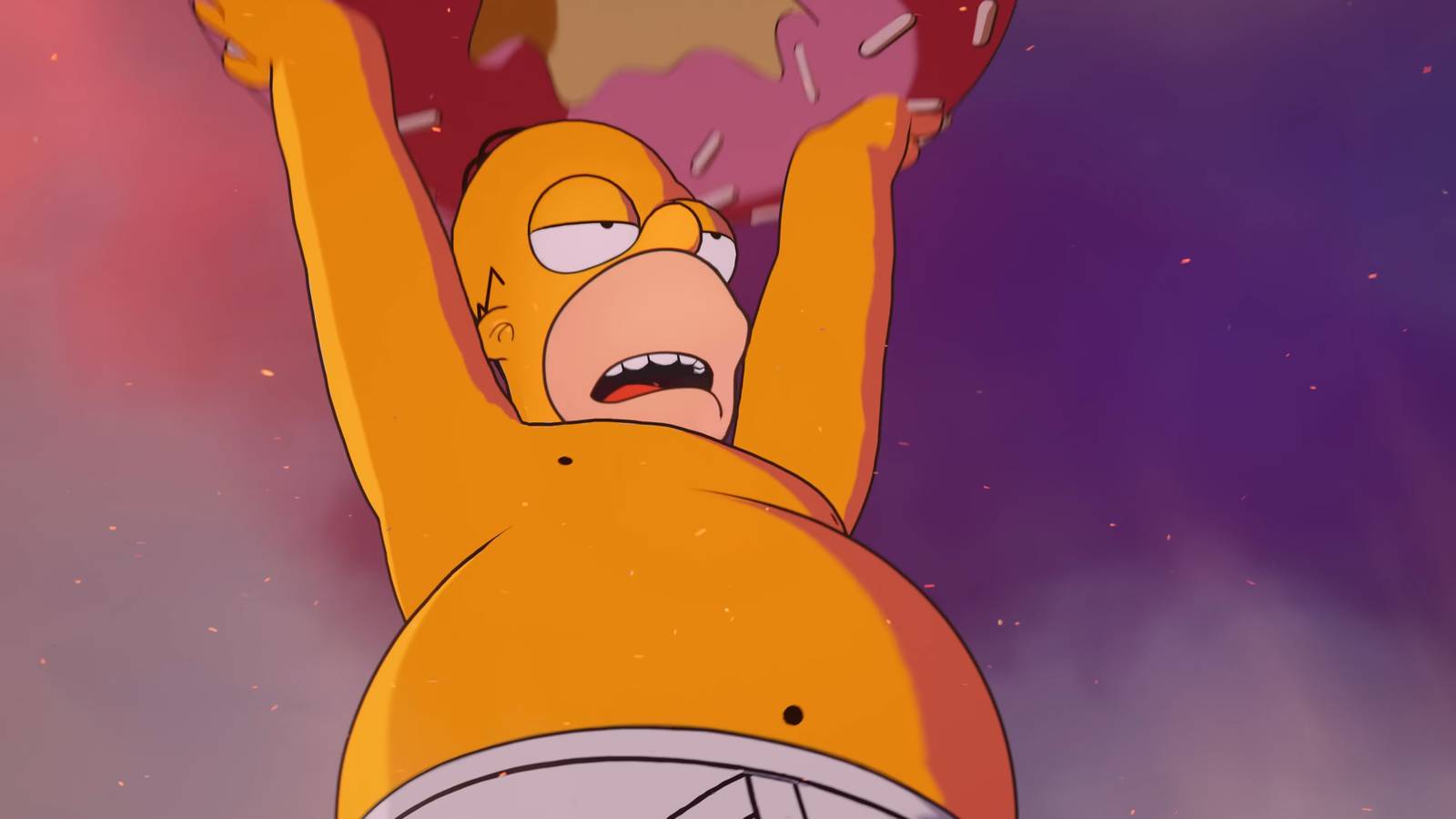 Screenshot of Homer Simpson from the Fortnite Zero Hour live event trailer.