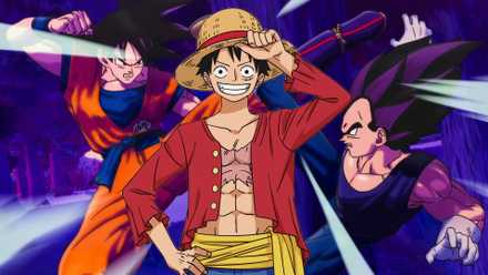 Goku Vegeta and Luffy from One Piece and Dragon Ball