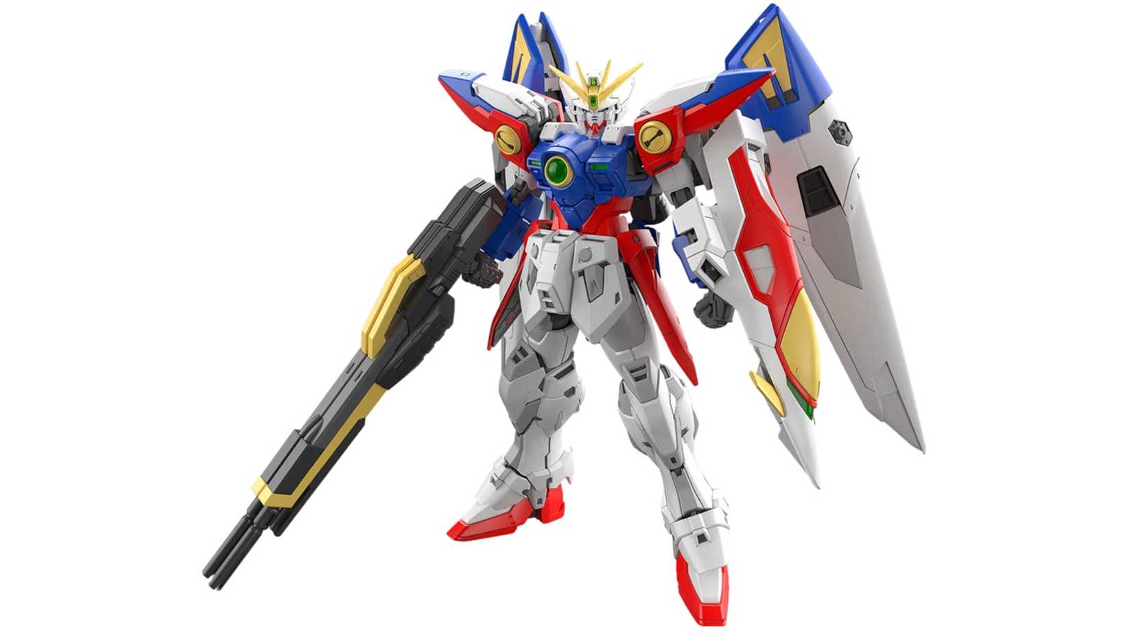 Gundam model figure photographed on a neutral background