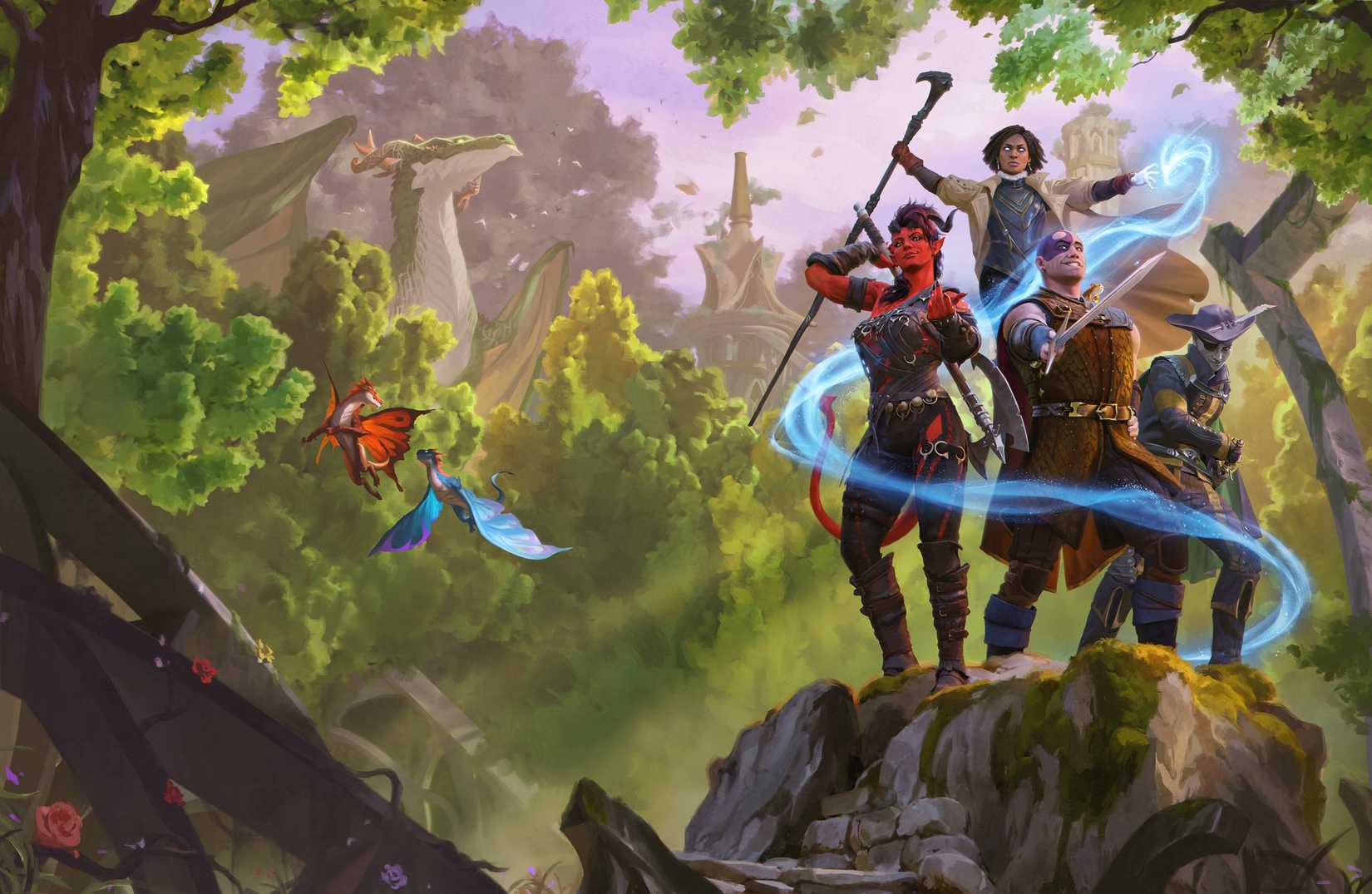 cover art for D&D's forgotten realms: heroes of faerun depicting four high fantasy characters