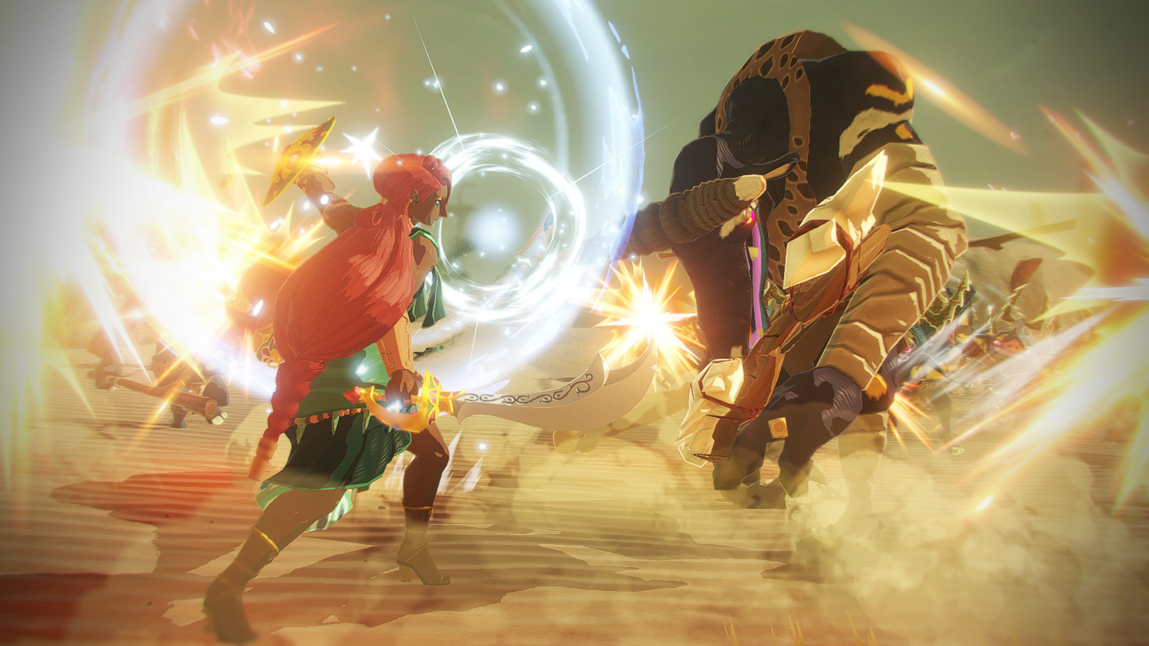 A Gerudo fights a Moblin in Hyrule Warriors: Age of Imprisonment.