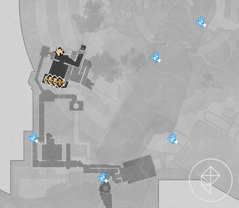 A map of a small hidden area on the B1 floor of the 