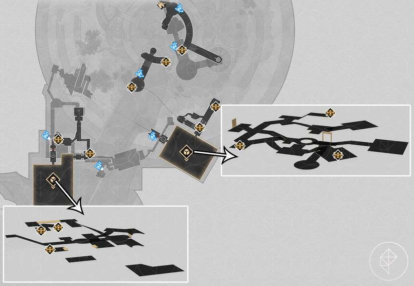 A map of the various areas of the 
