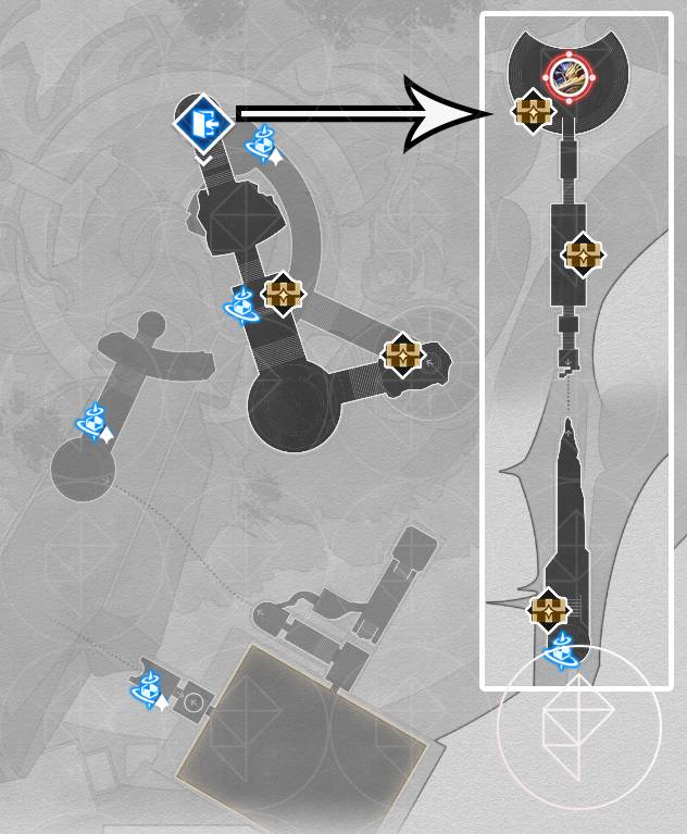 A map showing where to find the various chests in 