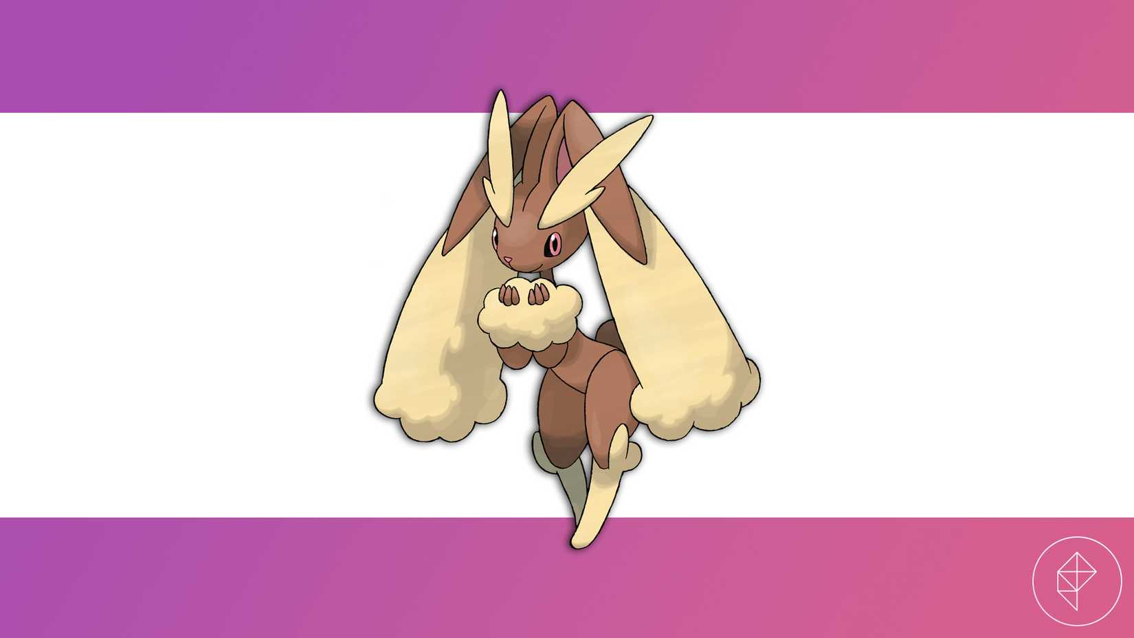 Lopunny against a pink and white background