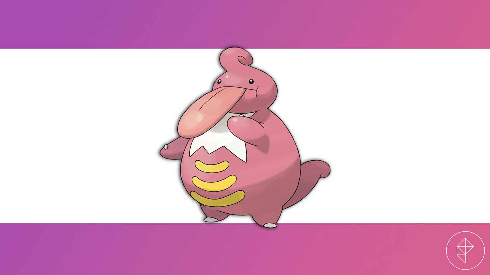 Lickylicky against a pink and white background