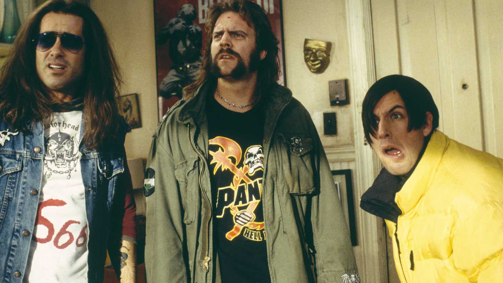 Adam Sandler with Peter Dante and Jonathan Loughran looking bewildered in Little Nicky