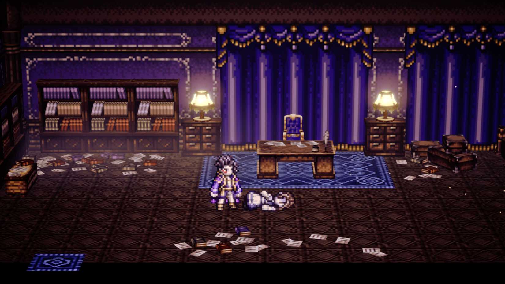 Octopath Traveler 0 villain Auguste kills an NPC.