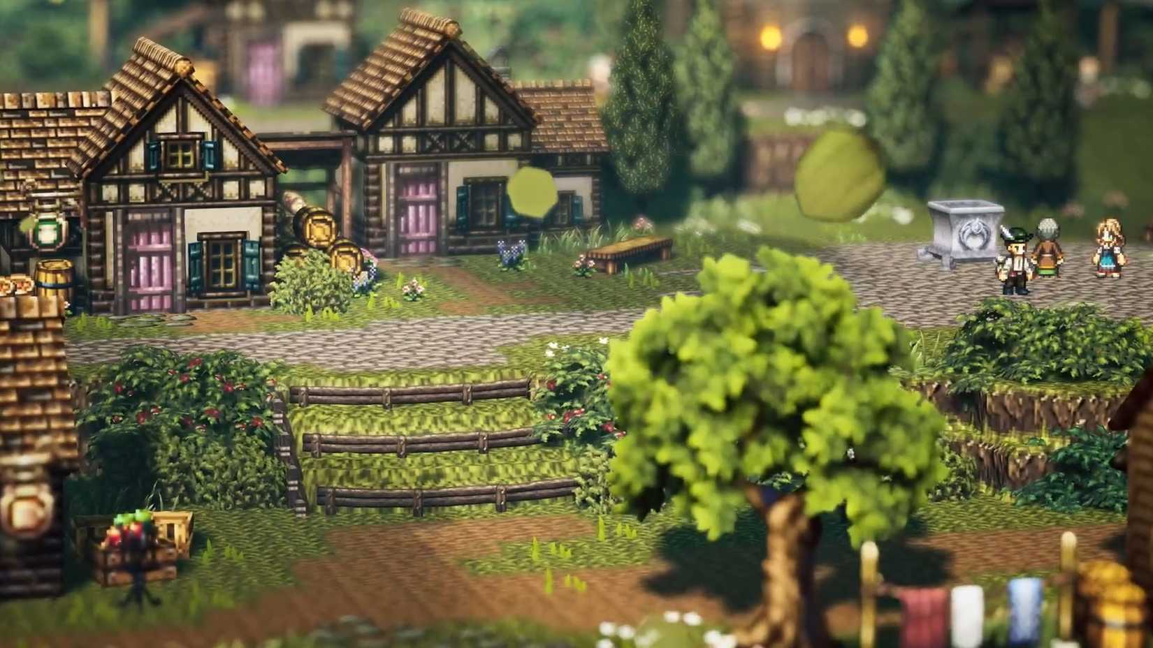 An official Octopath Traveler 0 screenshot showing Wishvale