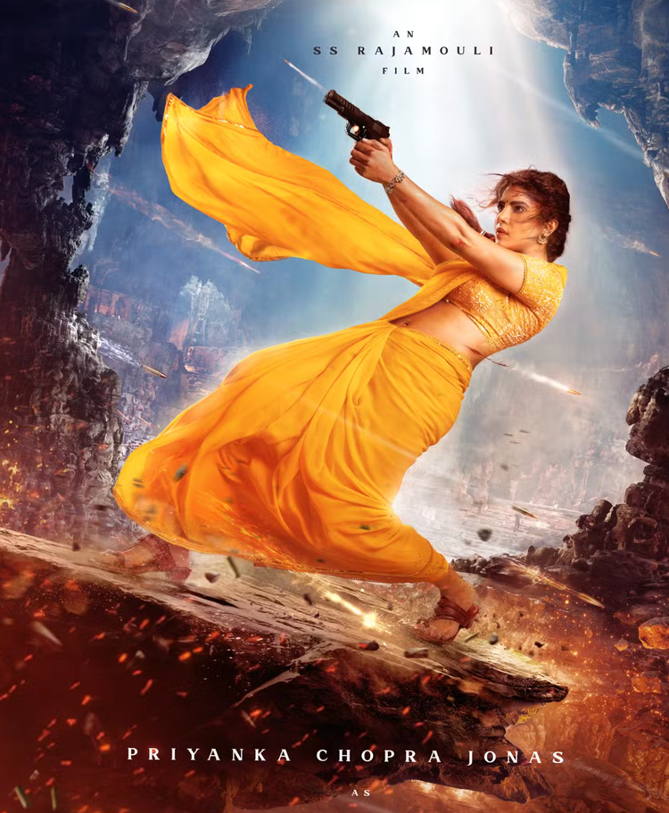 Pôster do personagem de Priyanka Chopra atirando em Varanasi