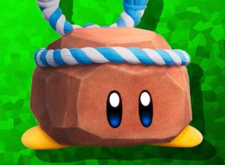 Rocky, a rock with legs and a rope tied around its head in Kirby Air Riders