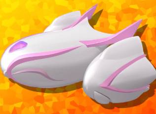 The Hop Star, a bulky white machine with pink stripes in Kirby Air Riders