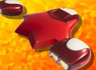 The Rocket Star, a red ship with jet engines on the side in Kirby Air Riders