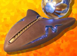 The Rocket Star machine, a sleek brown ship with a huge round jet engine in Kirby Air Riders