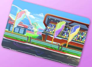 A Kirby Air Riders License Card Theme of a race track