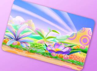 A Kirby Air Riders License Card Theme of a whimsical flowery area