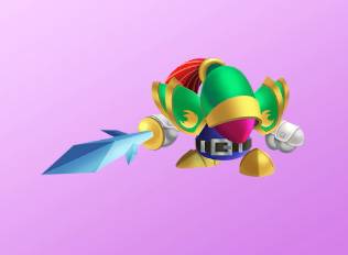 A Kirby Air Riders License Card Sticker of a sword-bearing enemy