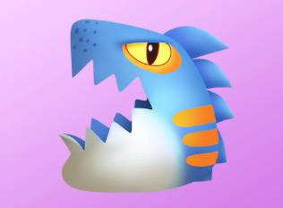 A Kirby Air Riders License Card Sticker of a shark-like fish with spikes on its back