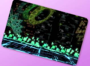 A Kirby Air Riders License Card Theme of a digital area