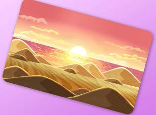 A Kirby Air Riders License Card Theme of a desert at sunset.