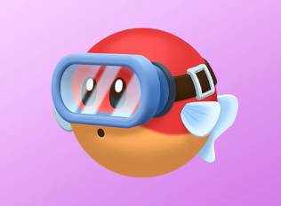 A Kirby Air Riders License Card Sticker of a fish in goggles