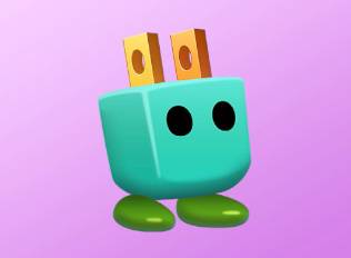 A Kirby Air Riders License Card Sticker of an outlet plug with eyes