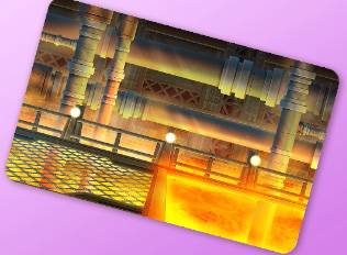A Kirby Air Riders License Card Theme of a metal factory with lava
