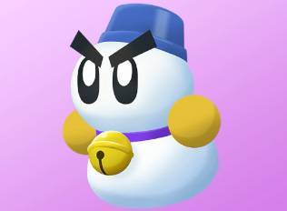 A Kirby Air Riders License Card Sticker of an angry snowman