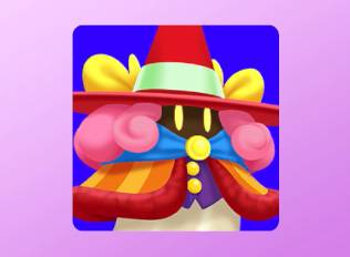 A Kirby Air Riders License Card Icon of a witch dressed in red and orange