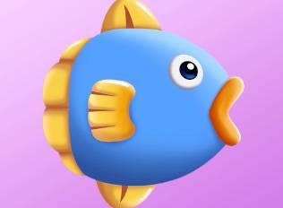 A Kirby Air Riders License Card Sticker of a flat fish