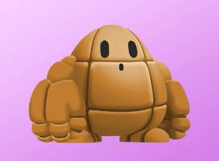 A Kirby Air Riders License Card Sticker of a stone golem