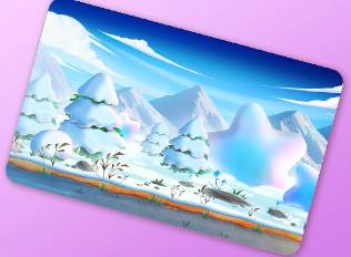 A Kirby Air Riders License Card Theme of a snowy road