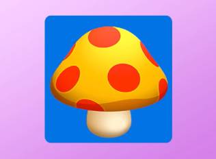 A Kirby Air Riders License Card Icon of a yellow and red toadstool mushroom.