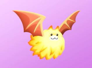 A Kirby Air Riders License Card Sticker of a fluffy bat.