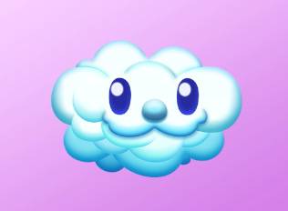 A Kirby Air Riders License Card Sticker of a happy cloud.