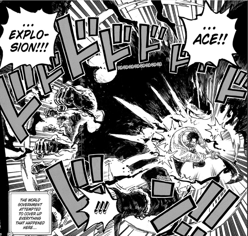 Movimentos exclusivos de Roger e Garp sendo usados ​​contra Xebec em One Piece Capítulo 1165 Manga
