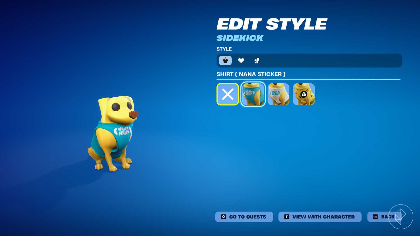 The Edit Style menu for Sidekicks in Fortnite.